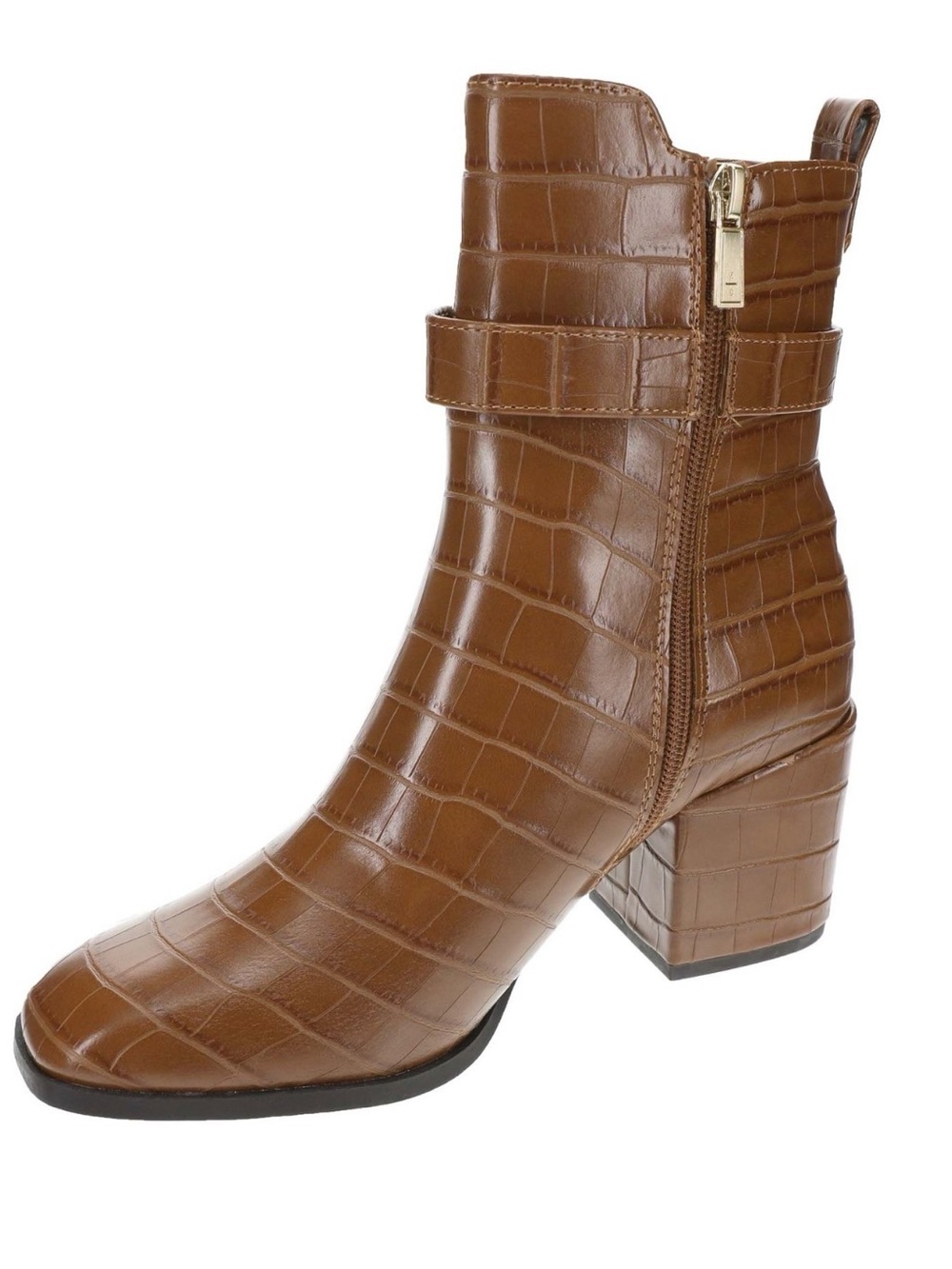 ♥️♥️ Kenneth Cole Reaction Women's Emerson Block Heel Boots - Luggage/Croc 7.5 M - Picture 3 of 6